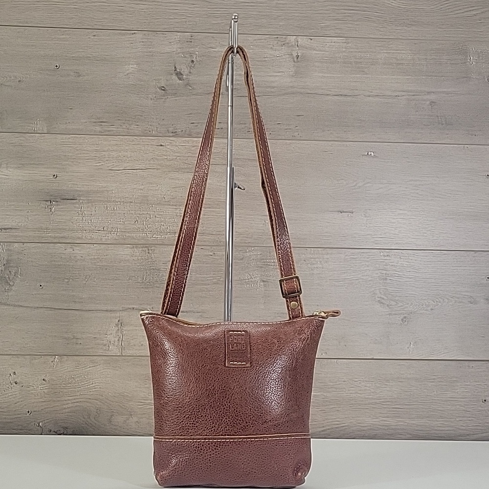 Portland Leather Goods Brown Leather Crossbody Shoulder Bag